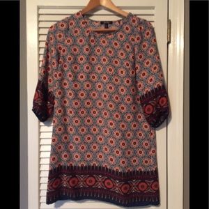 Multicolor dress orange blue print